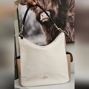 Coach White and Tan Shoulder Bag